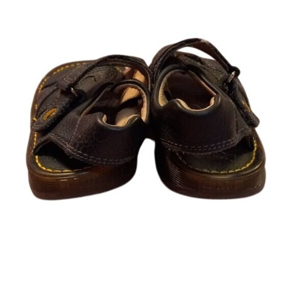 Dr. Martens Sz 13 Black Leather Childrens Sandals Open-Toe Made In England - Picture 7 of 14